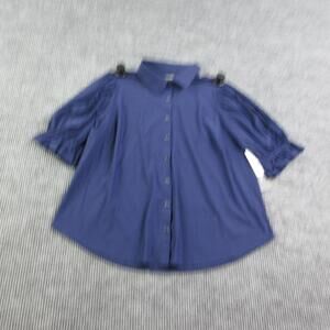 Liverpool Los Angeles Shirt Womens 1X Blue Tunic Balloon Sleeve Snaps NWT